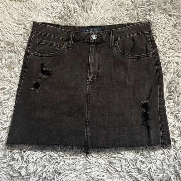 Aeropostale Dresses & Skirts - Aeropostale Black Distressed Denim Mini Skirt | Size 6
